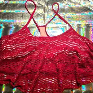 SO Maroon Ruffle Bikini Top